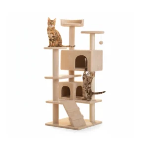 Rascador Gimnasio para Gatos XL Beige con Múltiples Niveles