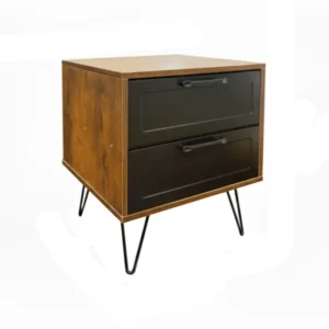 Velador industrial rustico 2 cajones con negro
