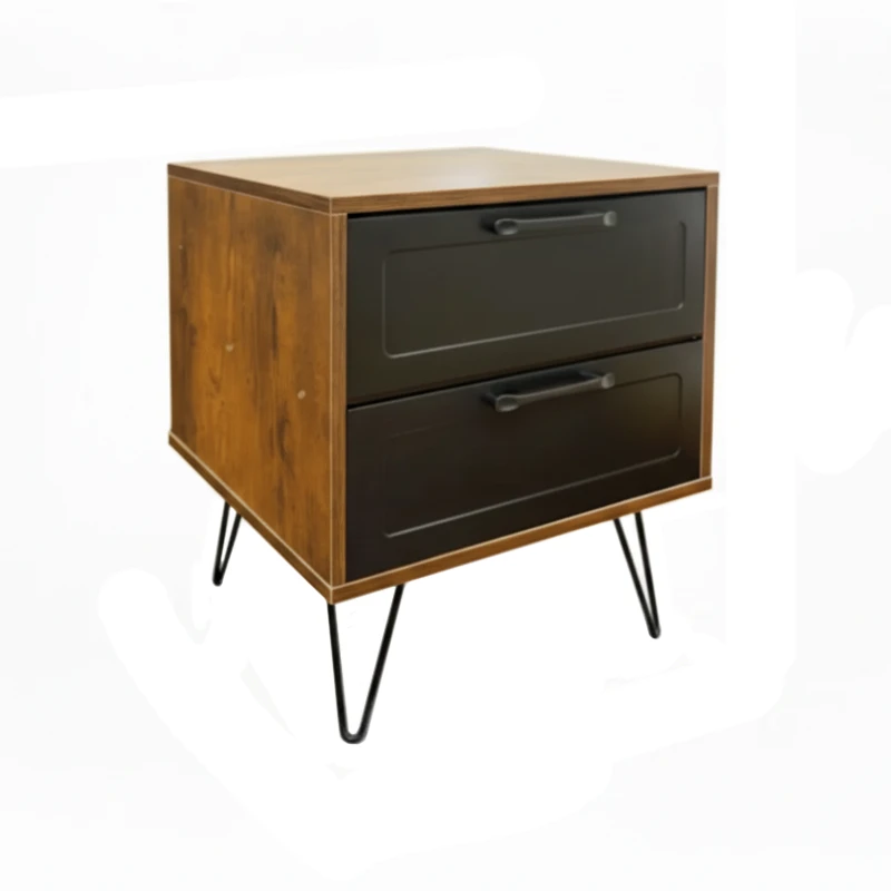 Velador industrial rustico 2 cajones con negro 1