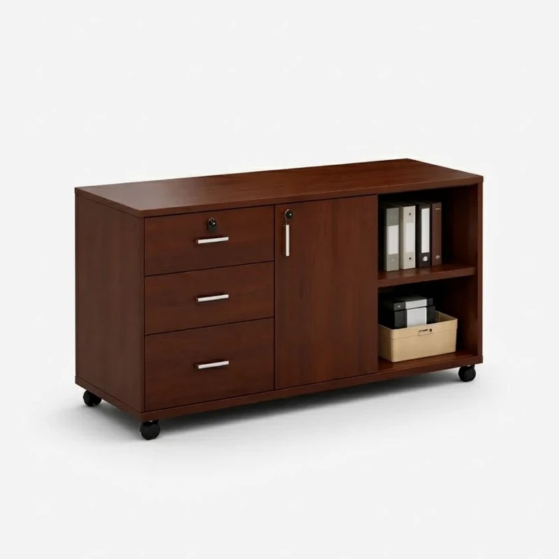 Archivador Oficina Caoba 100 cm MDF con Cerradura 1