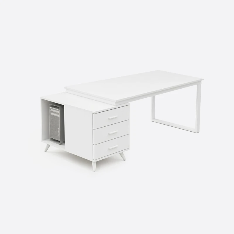 Escritorio Atlas Blanco 140 Cm Con Cajones Para Home Office 1