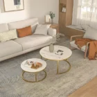 Mesa de Centro duo Elegance estilo marmol White and golden