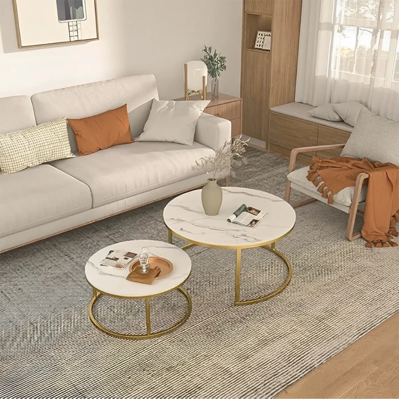 Mesa de Centro duo Elegance estilo marmol White and golden