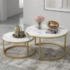 Mesa de Centro duo Elegance estilo marmol White and golden