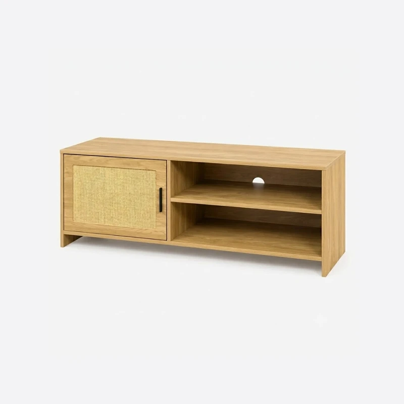 Mueble Para Tv Con Rattan Y Orificio Para Cables