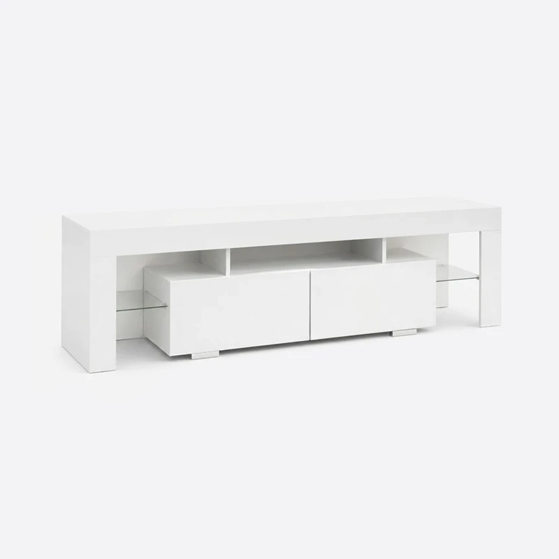 Mueble para TV Destiny Blanco con Iluminación LED RGB y Vidrio Templado 1 fix