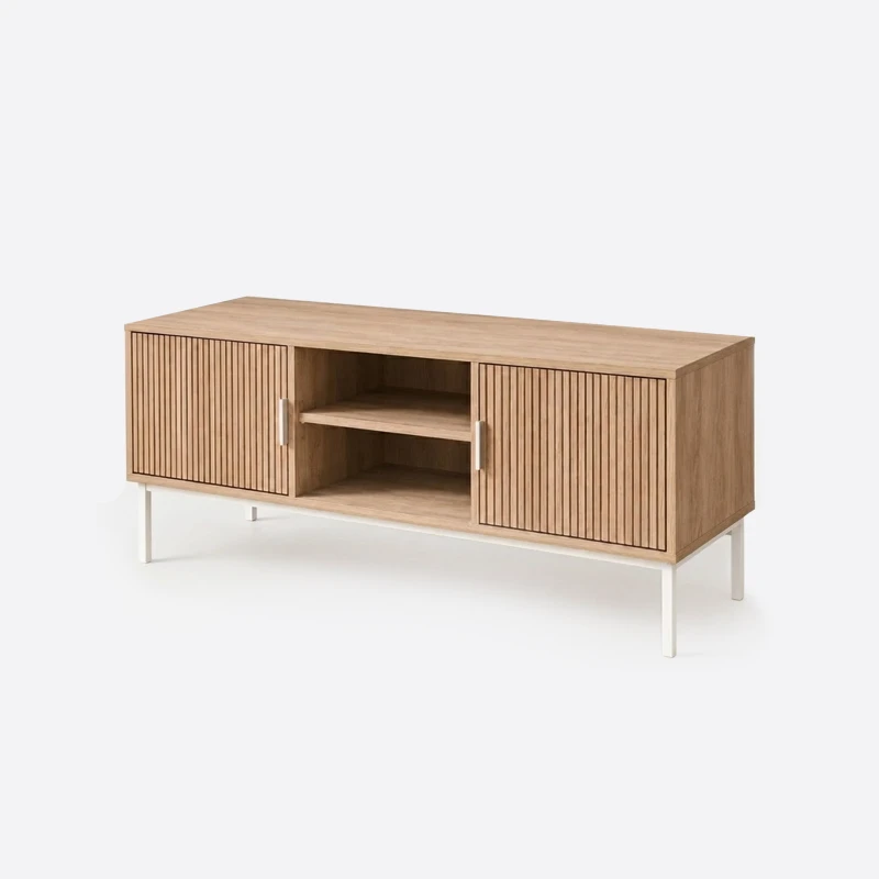 Rack de TV Fanty 120 cm con Puertas Ranuradas y Nicho Central 1
