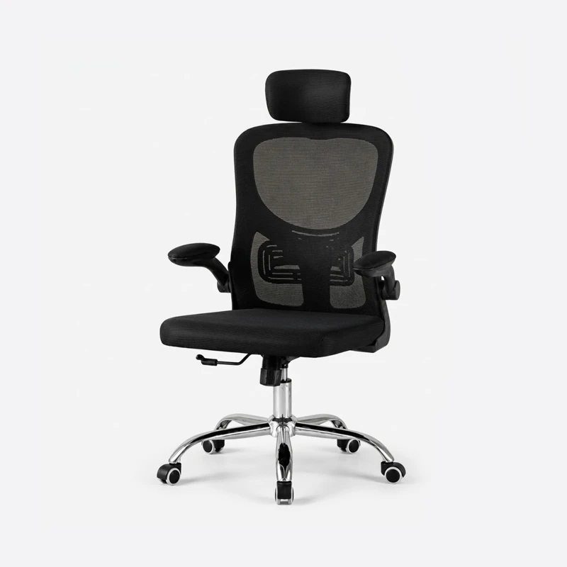 Silla De Oficina Negra Con Respaldo De Malla Y Soporte Lumbar 1