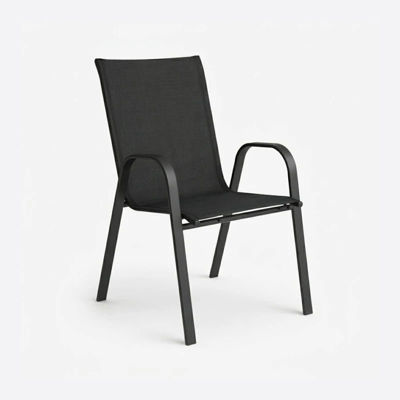 Silla Exterior Patio Negra Metálica Reforzada Ergonómica 1