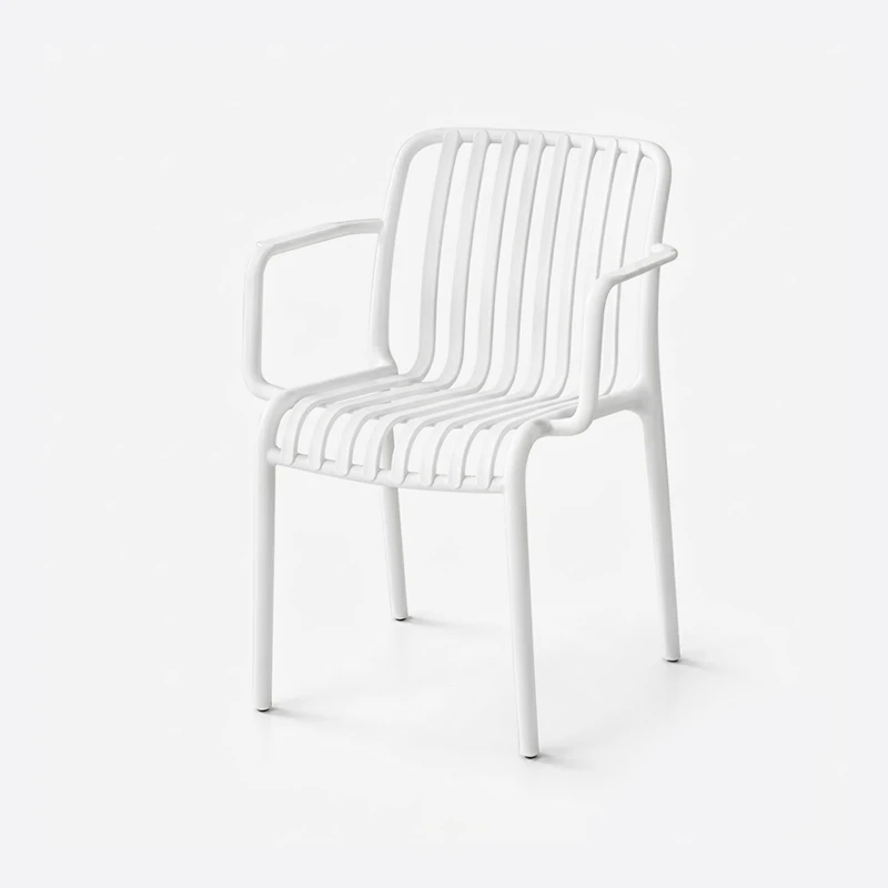 Silla Moderna Blanca Con Brazos Para Terraza Patio O Balcón 1