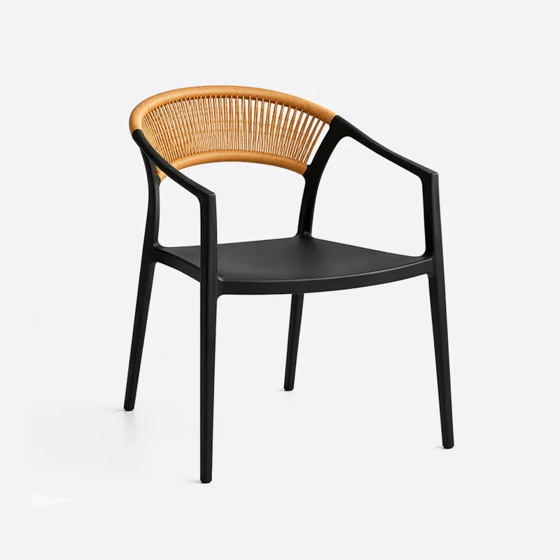 Silla Ratán Negra Moderna Con Brazos Para Comedor O Living 1